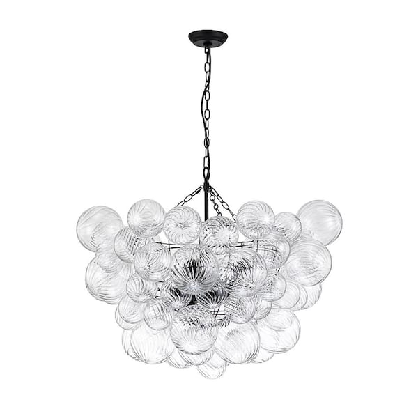 Y'INSP 8-Light Brass Bubble Globe Cluster Chandelier Ribbed
