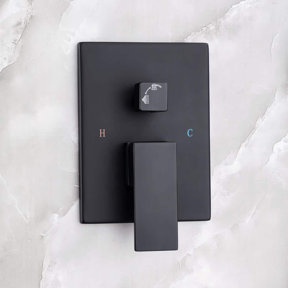 Matte Black Dual Function Square Rain Shower System