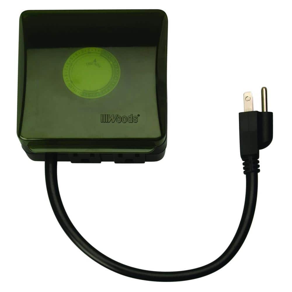 Green Heavy Duty Outdoor Mechanical Timer with 2 Outlets