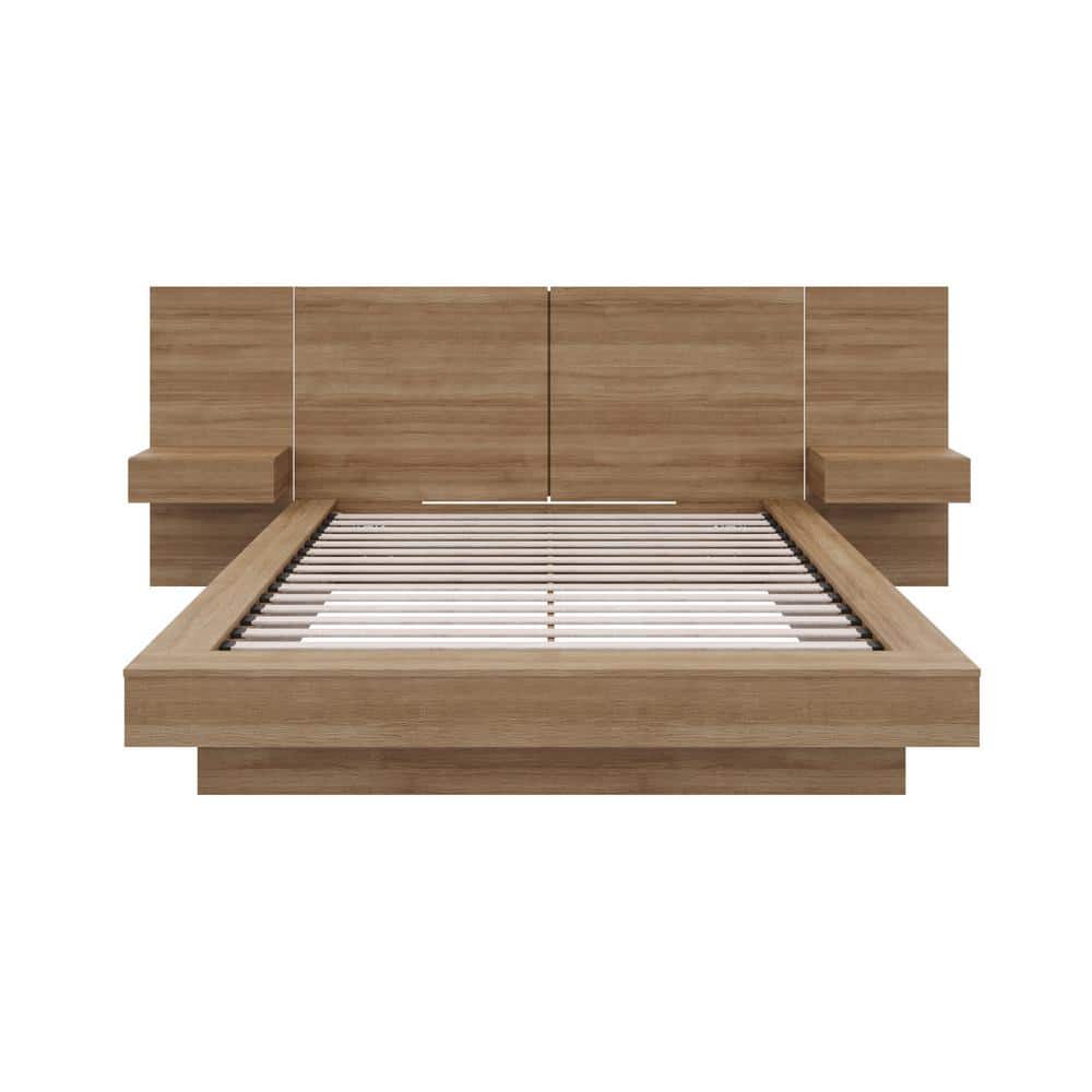 Napa Brown Oak 4-Piece Queen Platform Bedroom Set