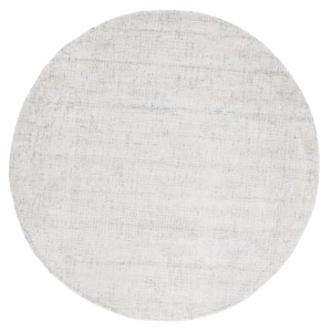 Abstract Silver/Blue 6 ft. x 6 ft. Speckled Geometric Round Area Rug