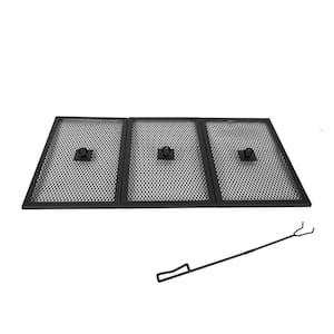 The Peak 36 in. Steel Rectangle Spark Screens and Screen Lift for Patio Fire Pit