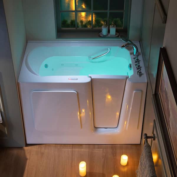 WOODBRIDGE Acrylic 54 in. x 30 in. Right Hand Walk-In Air And Whirlpool Jets Hot Tub in White With Quick Fill Faucet