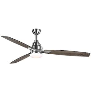 Rowan 60 in. Integrated LED Indoor Brushed Nickel Dual Mount Ceiling Fan with Light Kit and Remote Control