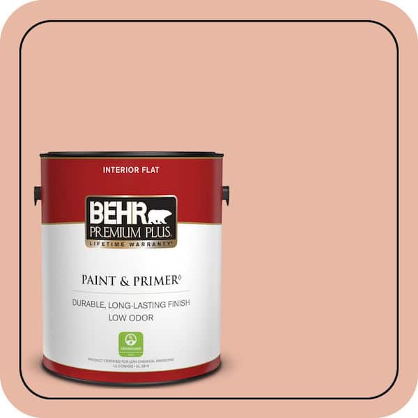 BEHR PREMIUM PLUS 1 gal. #M190-3 Pink Abalone Flat Low Odor Interior Paint & Primer