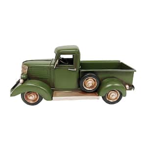 Green 10.5 in. x 4.5 in. x 4 in. in Vintage Pickup Truck Metal Model