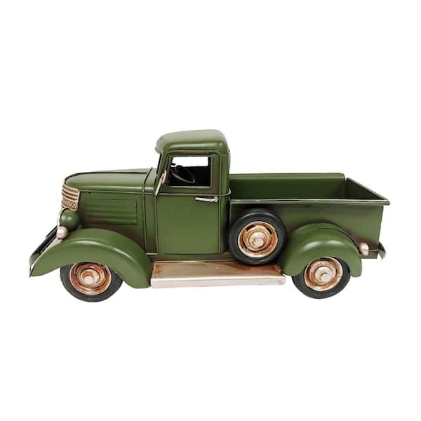 PETERSON ARTWARES Green 10.5 in. x 4.5 in. x 4 in. in Vintage Pickup Truck Metal Model