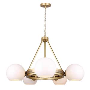Monroe 5-Light Gold Mid Century Modern Chandelier for Dining Rooms and Living Rooms