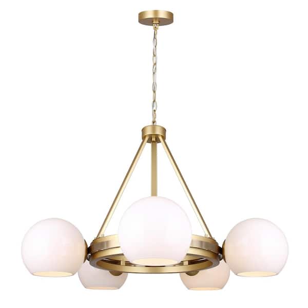 CANARM Monroe 5-Light Gold Mid Century Modern Chandelier for Dining Rooms and Living Rooms