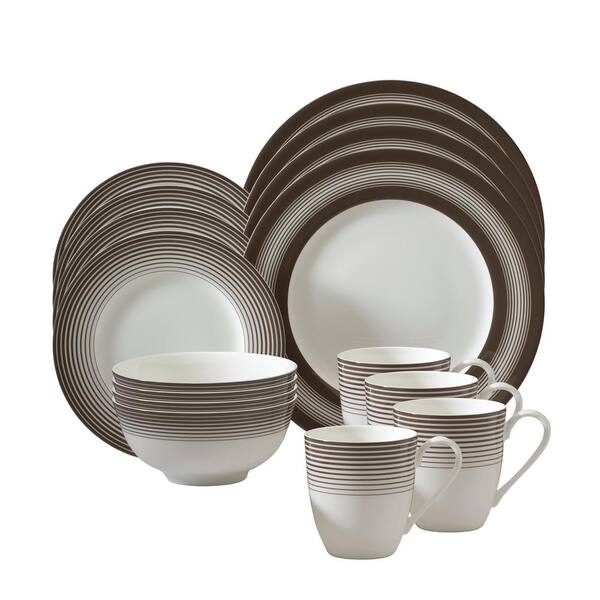 Auratic Toffee 16-Piece Premium Porcelain Tableware Set