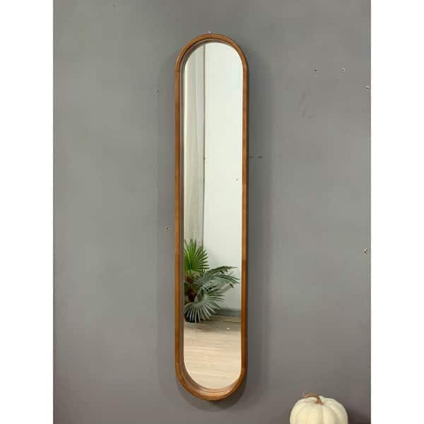 Vsmile 9.5 in. W x 47.2 in. H Narrow Oval Brown Wood Framed Full