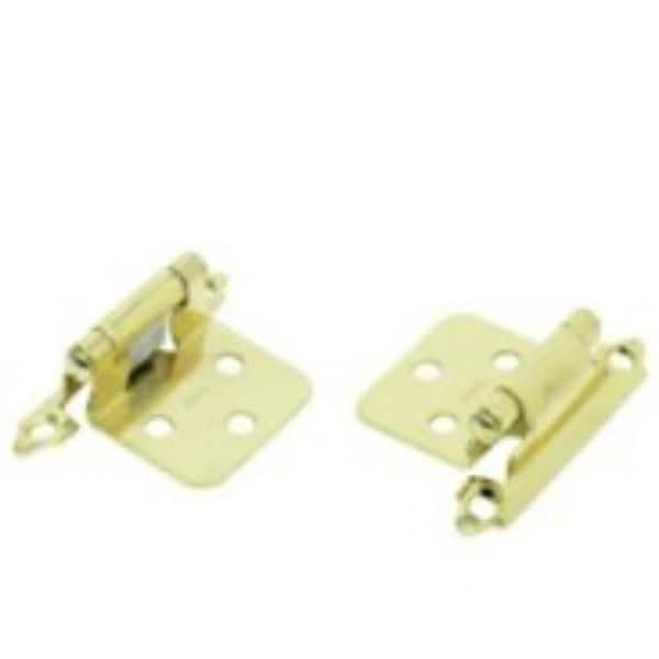 1-1/2 in. Half Overlay Self-Closing Exposed No Radius Cabinet Hinge in Satin Brass - (Set of 50)