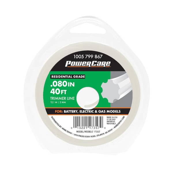 Powercare Universal Fit .080 in. x 40 ft. Gear Replacement Line for Gas,  Corded and Cordless String Grass Trimmer/Lawn Edger 17357 - The Home Depot