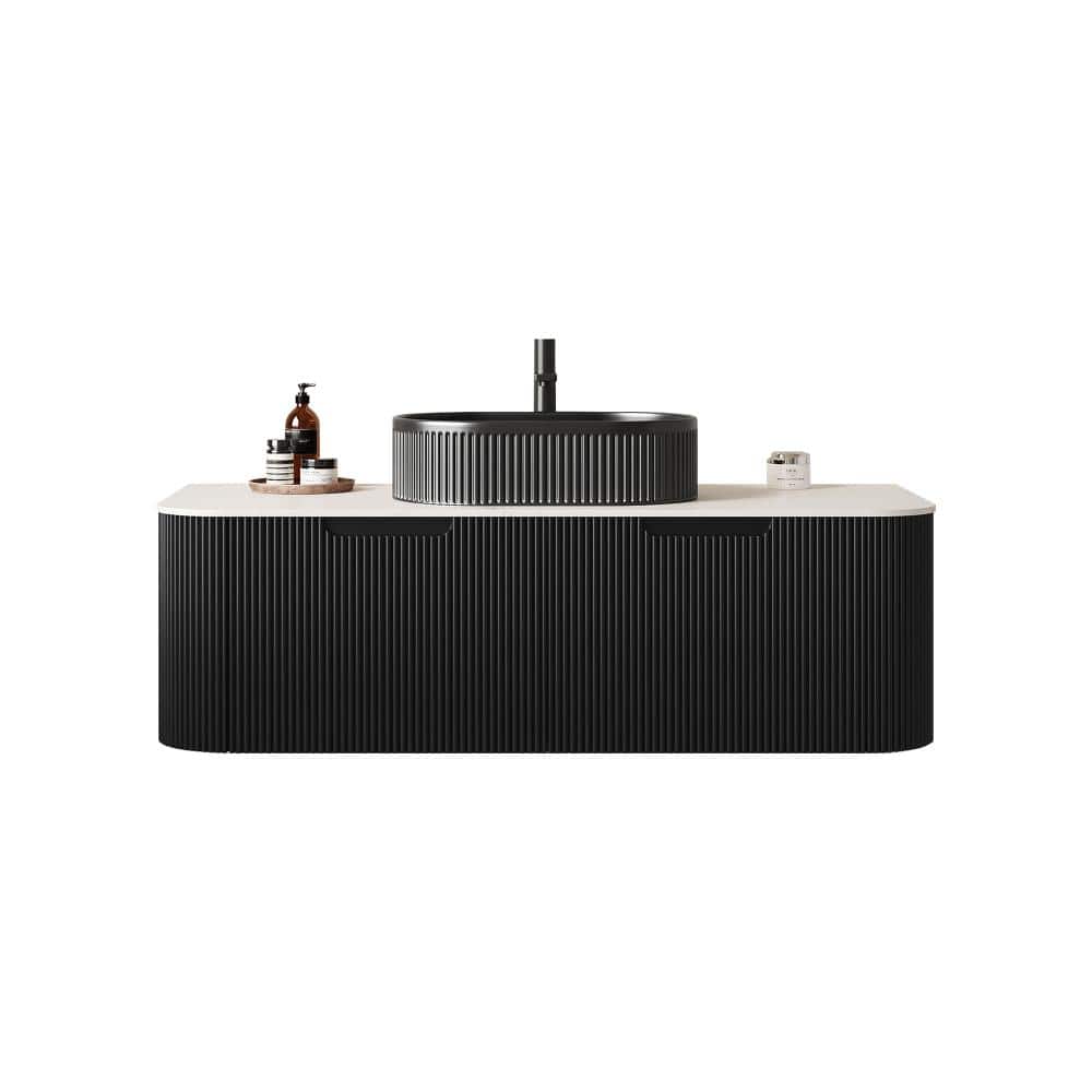 48 in. W x 19 in. D x 20 in. H Floating Bath Vanity in Black with White Sintered Stone Top price history on PriceWatchPro