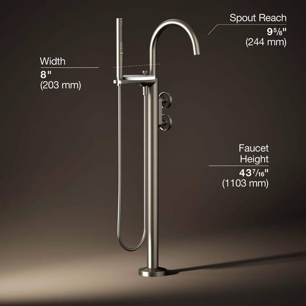 KOHLER Components Single-Handle Claw Foot Tub Faucet with Handshower in Vibrant Brushed Nickel
