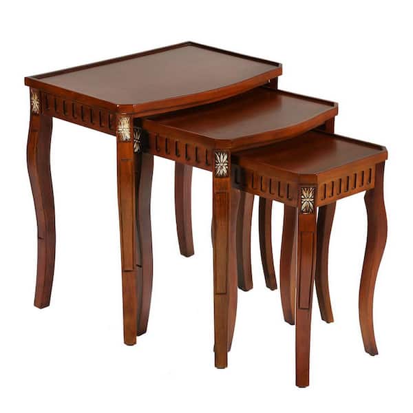 VERYKE 22 in. Brown Small Rectangle Wood Coffee Table Accent Table with 3-Pieces