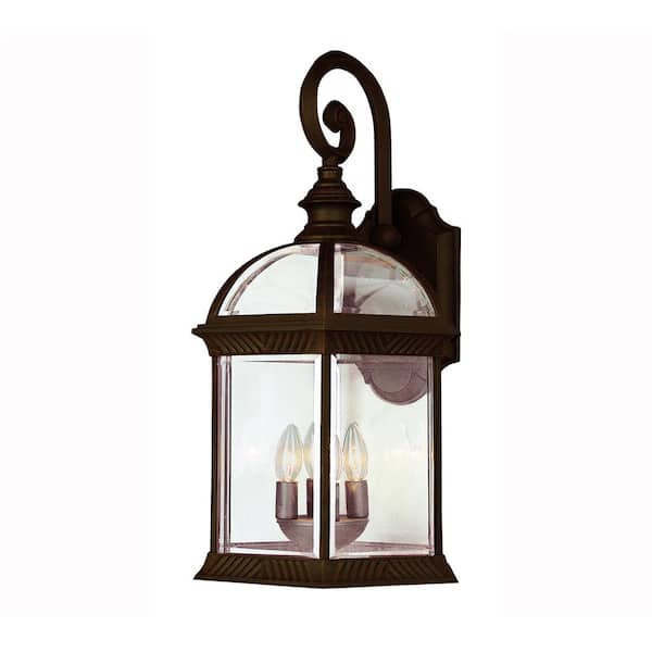 Bel Air Lighting Wentworth 3-Light Rust Outdoor Wall Light Fixture with Clear Glass