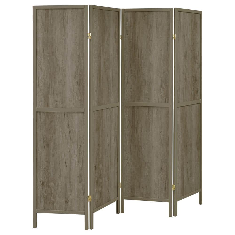 Gray Driftwood 70" 4-Panel Folding Screen with MDF and Pine