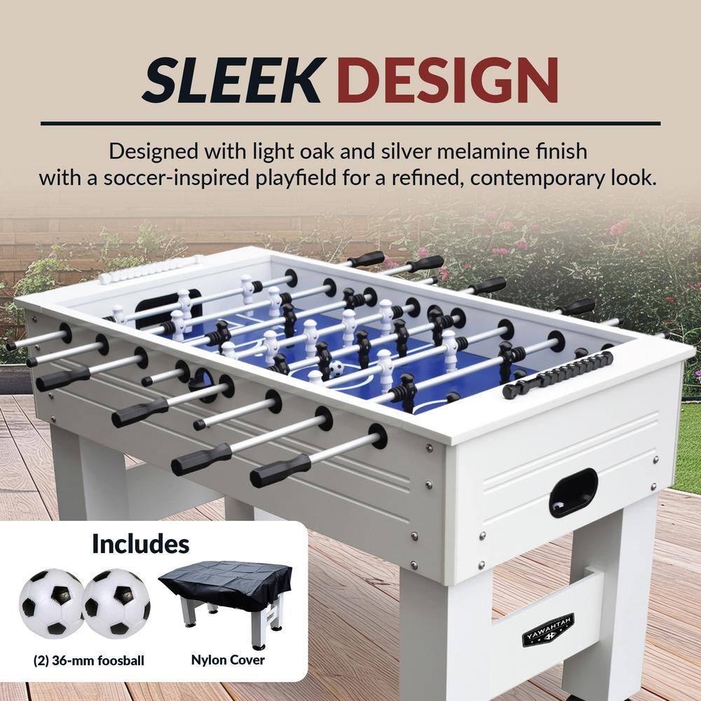 Highlander 55'' White Outdoor Foosball Table with Aluminum Rods