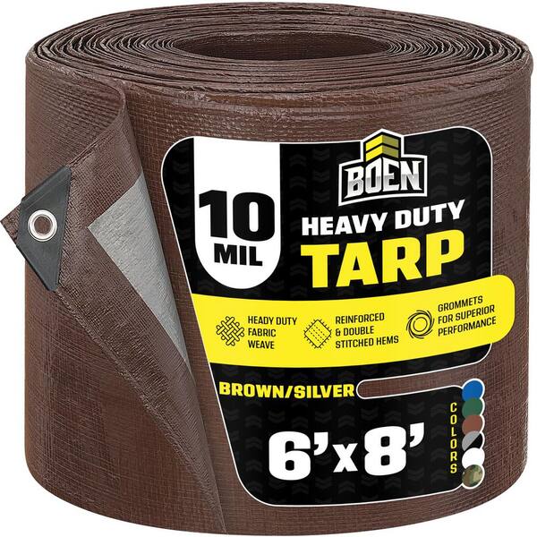 thumbnail image 2 of Heavy Duty 6 Oz Silver Tarp 6x10 Ft - Waterproof UV Resistant Polyethylene Cover 2 of 12