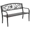 Brown 50 in. 2-Person Metal Outdoor Garden Bench Patio Garden Bench ...