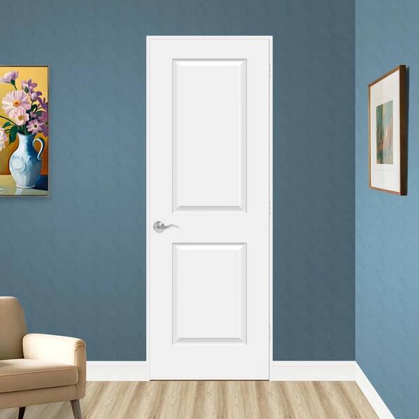 28 x 80 in. Pre-drilled White Primed Hollow Core Wood 2 Panel