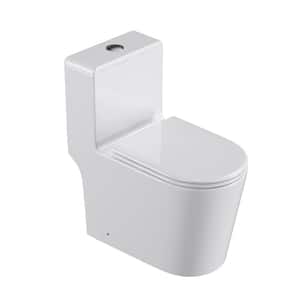 PICO 1-Piece 1.27/1.6 GPF Dual Flush Elongated Toilet in White with Soft Close Seat