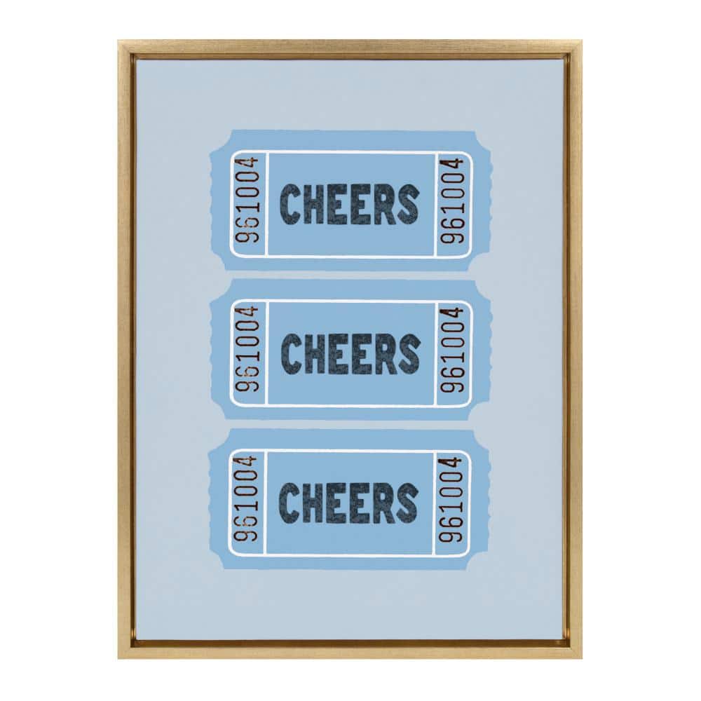 Cheers Blue Ticket Print on Canvas with Gold Frame