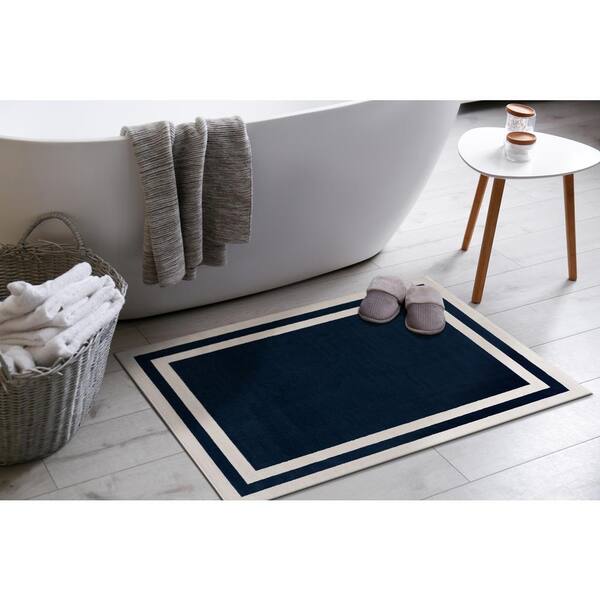 CAMILSON Navy Blue/Cream 8 ft. x 10 ft. Bordered Area Rug CRY1003