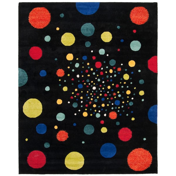 Soho 8 ft. x 10 ft. Black/Multi Spotted Sunburst Area Rug