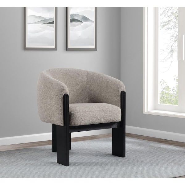 Valdez Beige and Black Fabric Accent Chair with Sloped Armrest