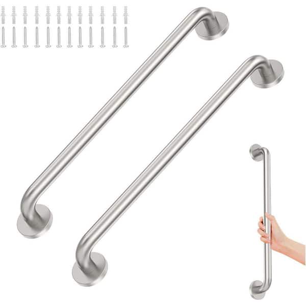 24 in. x 1.25 in. Concealed Screw Grab Bar, Stainless Steel, Waterproof, for Elders and Pregnant, Brushed Nickel 2-Pack