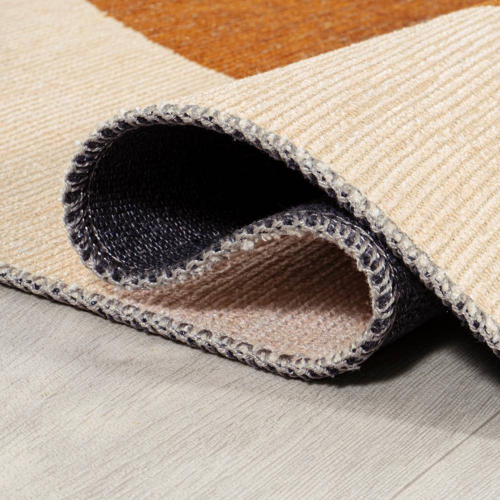 Scandinavian Cream/Rust Geometric 9' x 12' Easy-Care Synthetic Rug