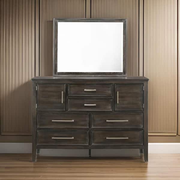 Brown 1.1 in. W x 32.09 in. H Modern Square Wood Dresser Mirror