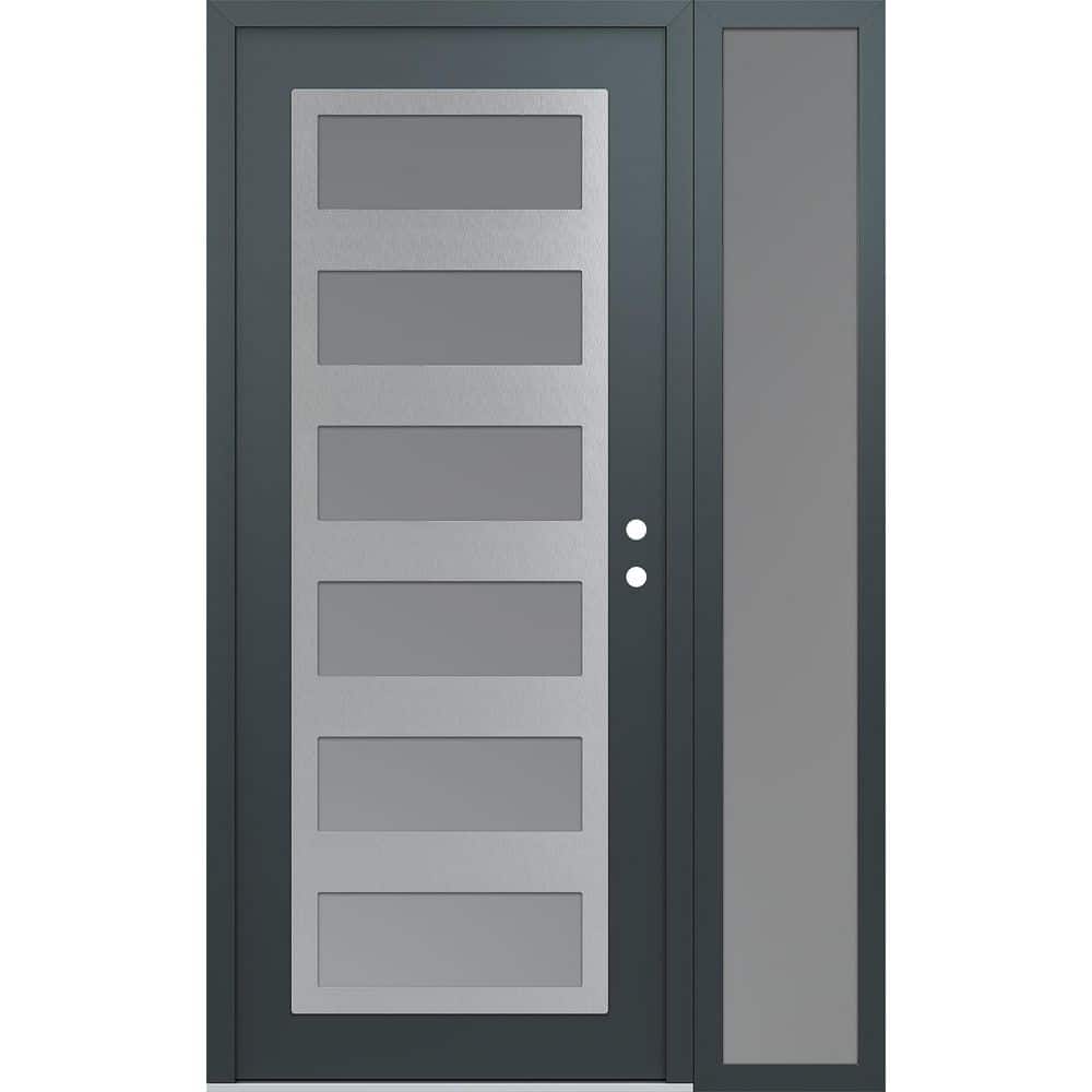 C9 50 in. x 80 in. Silver P Left-Hand/Inswing Frosted Glass Anth/Anth Sidelite Steel Prehung Front Door price history on PriceWatchPro
