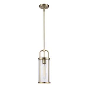 Rogue 5.5 in. 1-Light Gold Mini Pendant Light Fixture with Clear Glass Shade