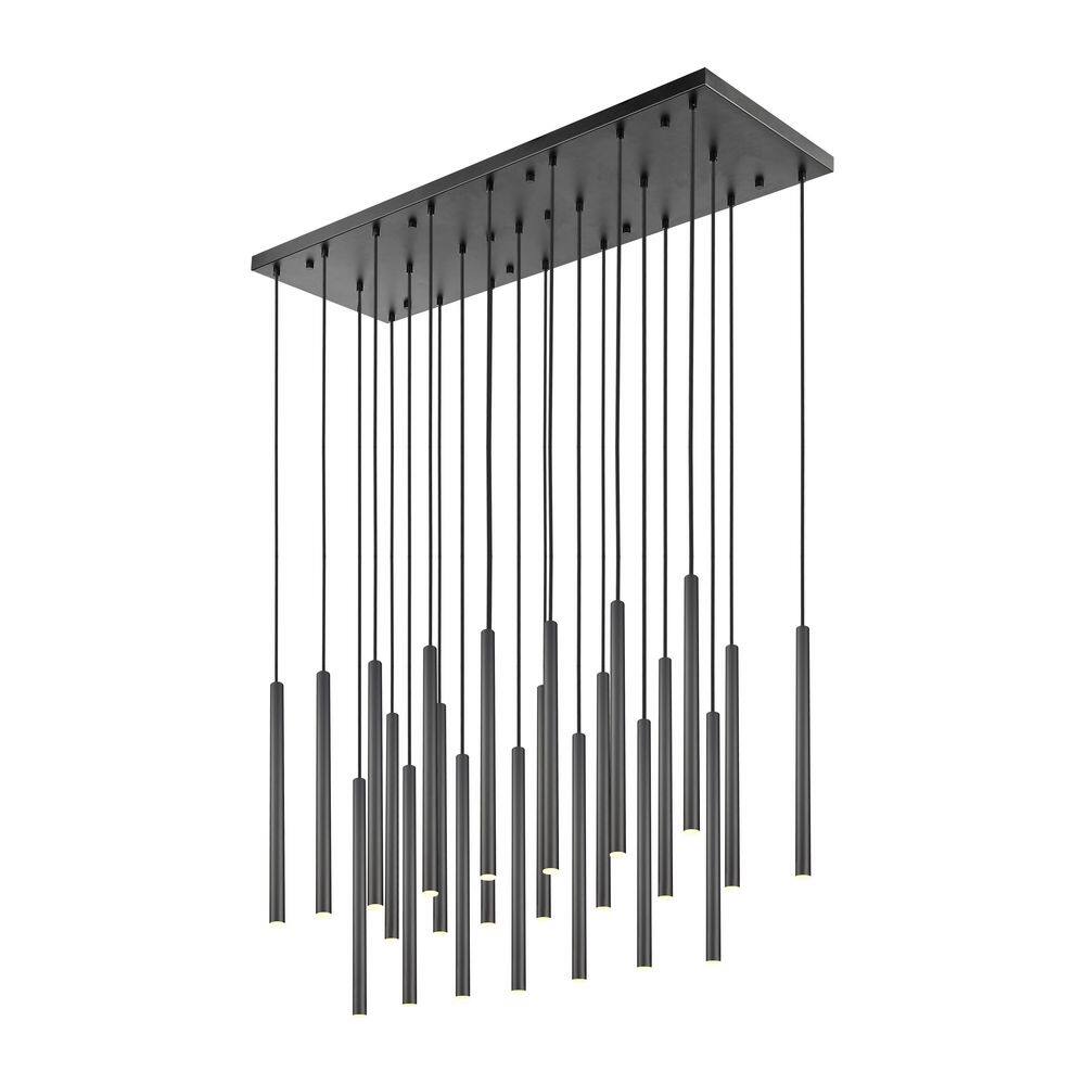 Forest 54 inch Matte Black 23 Light Integrated LED Linear Chandelier