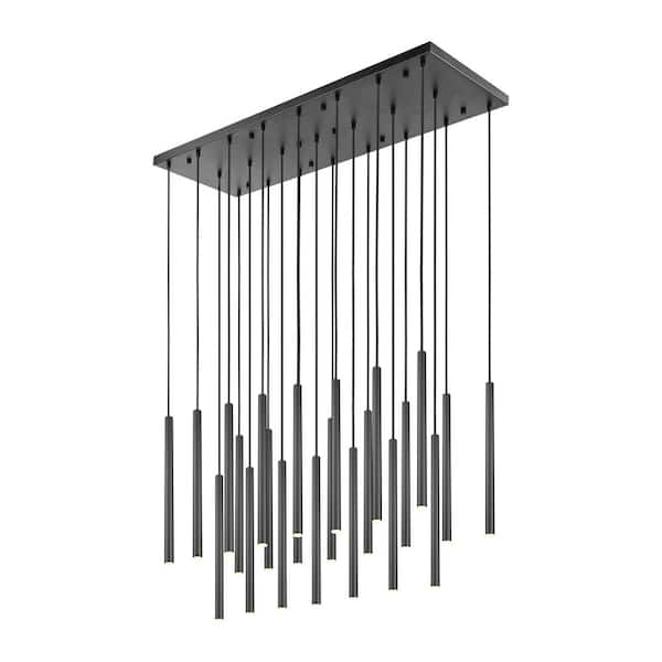 Unbranded Forest 54 inch Matte Black 23 Light Integrated LED Linear Chandelier