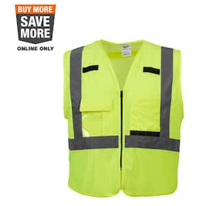 4X-Large/5X-Large Yellow Class 2-High Visibility Safety Vest with 10-Pockets