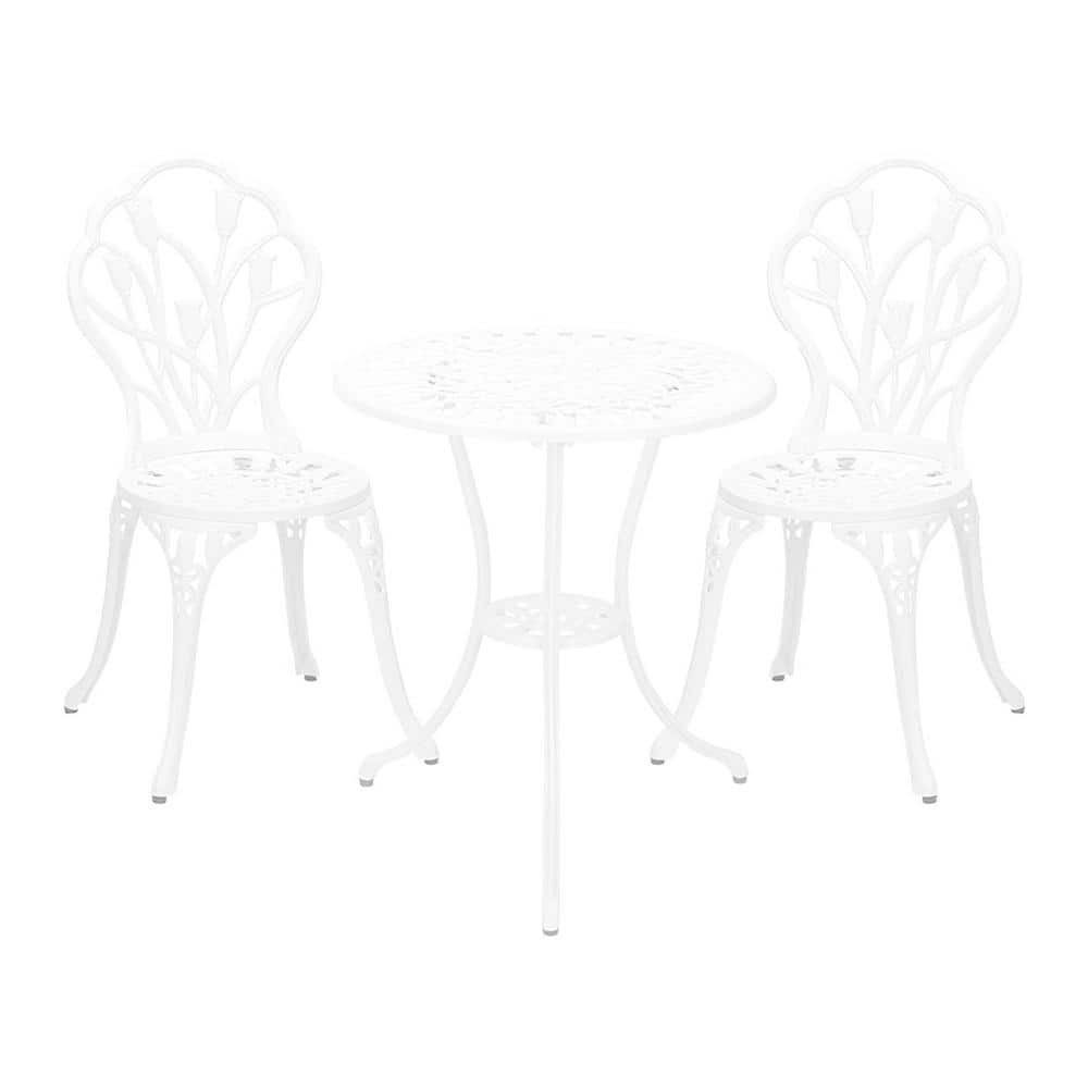 3-Piece White Cast Aluminum Outdoor Bistro Set