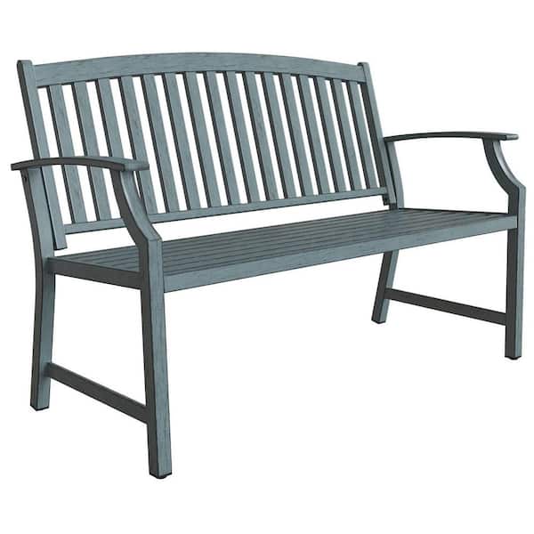 Unbranded 52 in. 2 Capacity-Person Weathered Blue Anti-Rust Aluminum Outdoor Bench