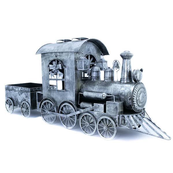 Zaer Ltd. International 27 in. Christmas Train with Cart in Silver ...