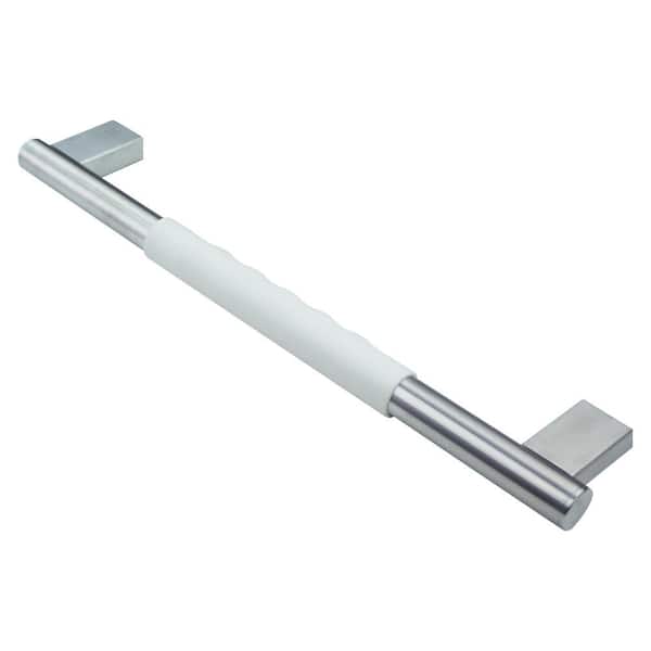 Transolid Maddox 18 in. x 1 in. Concealed Screw Grab Bar with Silicone Grip in Brushed Stainless/White
