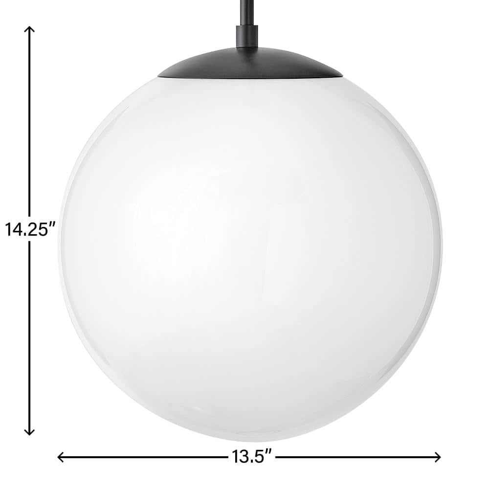 Black Globe Pendant Light with Etched Opal Glass Shade