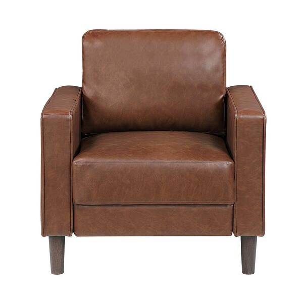 Lazzara Apollo Chocolate Faux Leather Arm Chair 9203CHC-1 - The