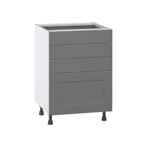 Bristol Painted Slate Gray Shaker Assembled Base Kitchen Cabinet with 4 Drawers (24 in. W x 34.5 in. H x 24 in. D)