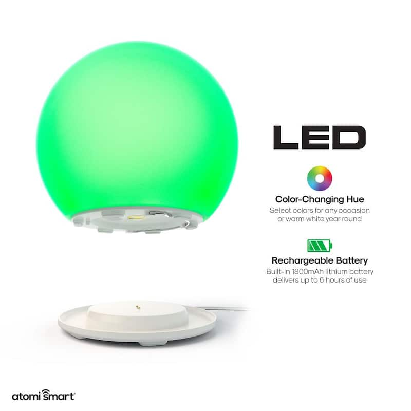 7 in. Multi-Color Smart Wi-Fi Portable LED Orb Lamp with Smart Wi-Fi Control