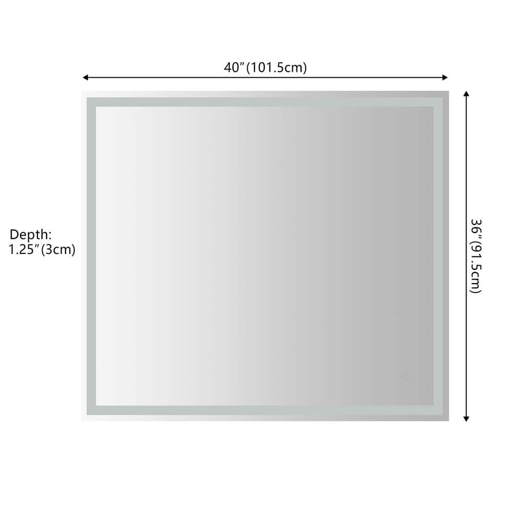 Pax 40" x 36" Polished Frameless LED Bathroom Vanity Mirror
