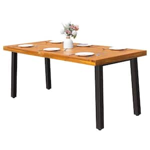 69 in. Acacia Wood Thicken Outdoor Dining Table with Metal Frame