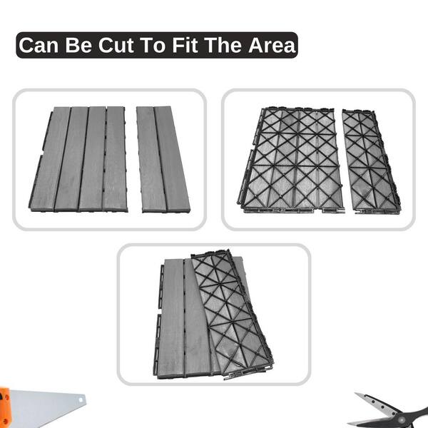 Unbranded - 1 ft. x 1 ft. Solid Wood Square Light Gray Interlocking Deck Tiles for Patio, Bancony, Pool Side (20 PCS)